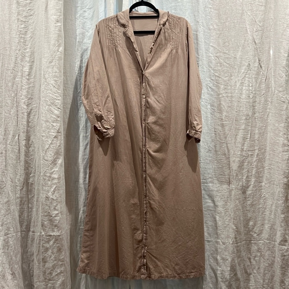Antique Hand-Dyed Cotton Edwardian Nigh Dress